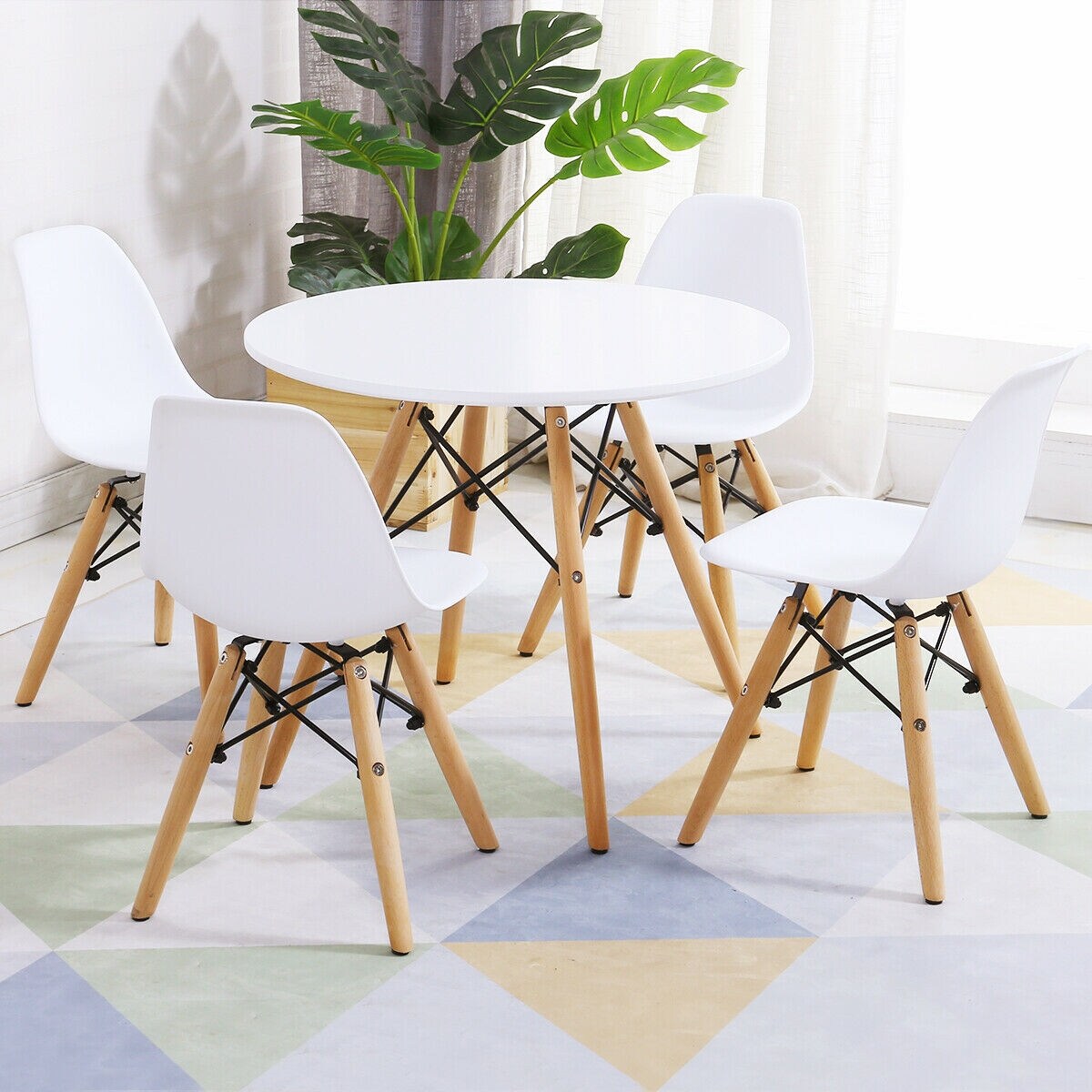 5 Piece Kids Mid-Century Modern Table Chairs Set