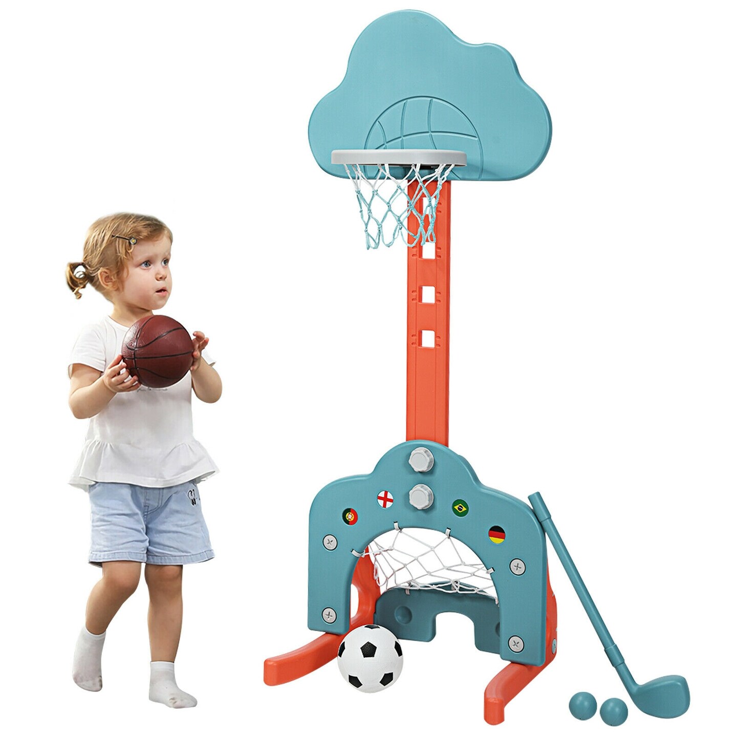 3-in-1 Kids Basketball Hoop Set with Balls