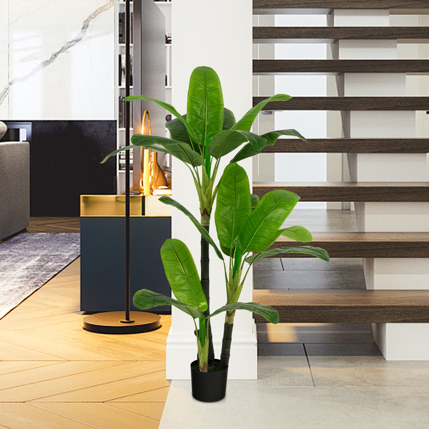 5 Feet Artificial Tree with 18 Large Leaves Perfect for Indoor-Outdoor Decor