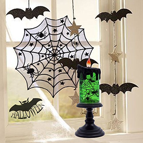 Eldnacele Halloween Snow Globe Candles Lighted Lamp, Battery Operated Spooky Spinning Water Glittering Tornado Candles Flameless Candles Table Centerpiece for Halloween Celebration Parties(Spider)