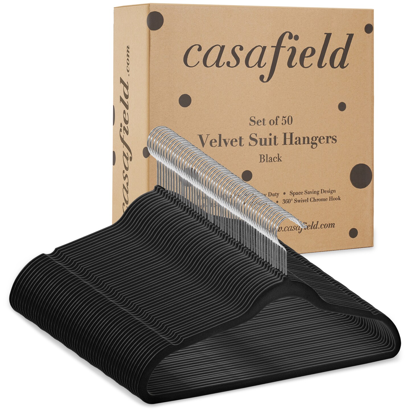 Casafield 50 Velvet Suit Hangers - Space-Saving Non-Slip Clothes Hanger