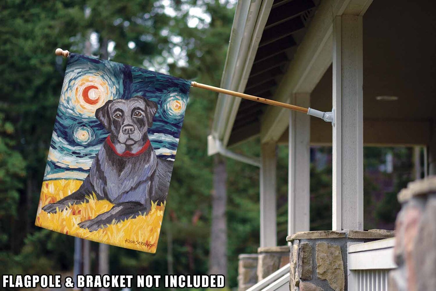 Van Growl-Black Lab Decorative Dog Flag