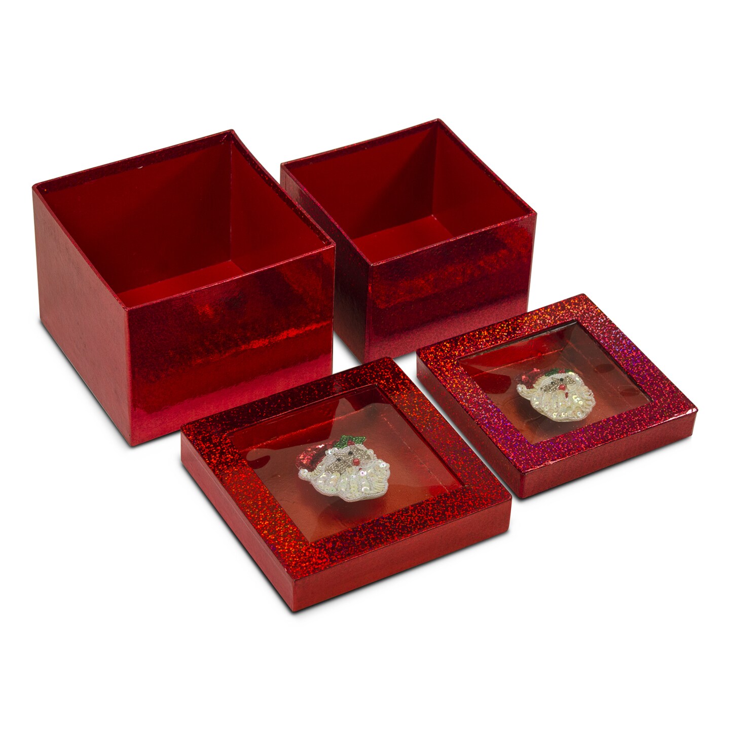 Hologram Gift Box Set with Decorative Santa Sequin Applique/Patch