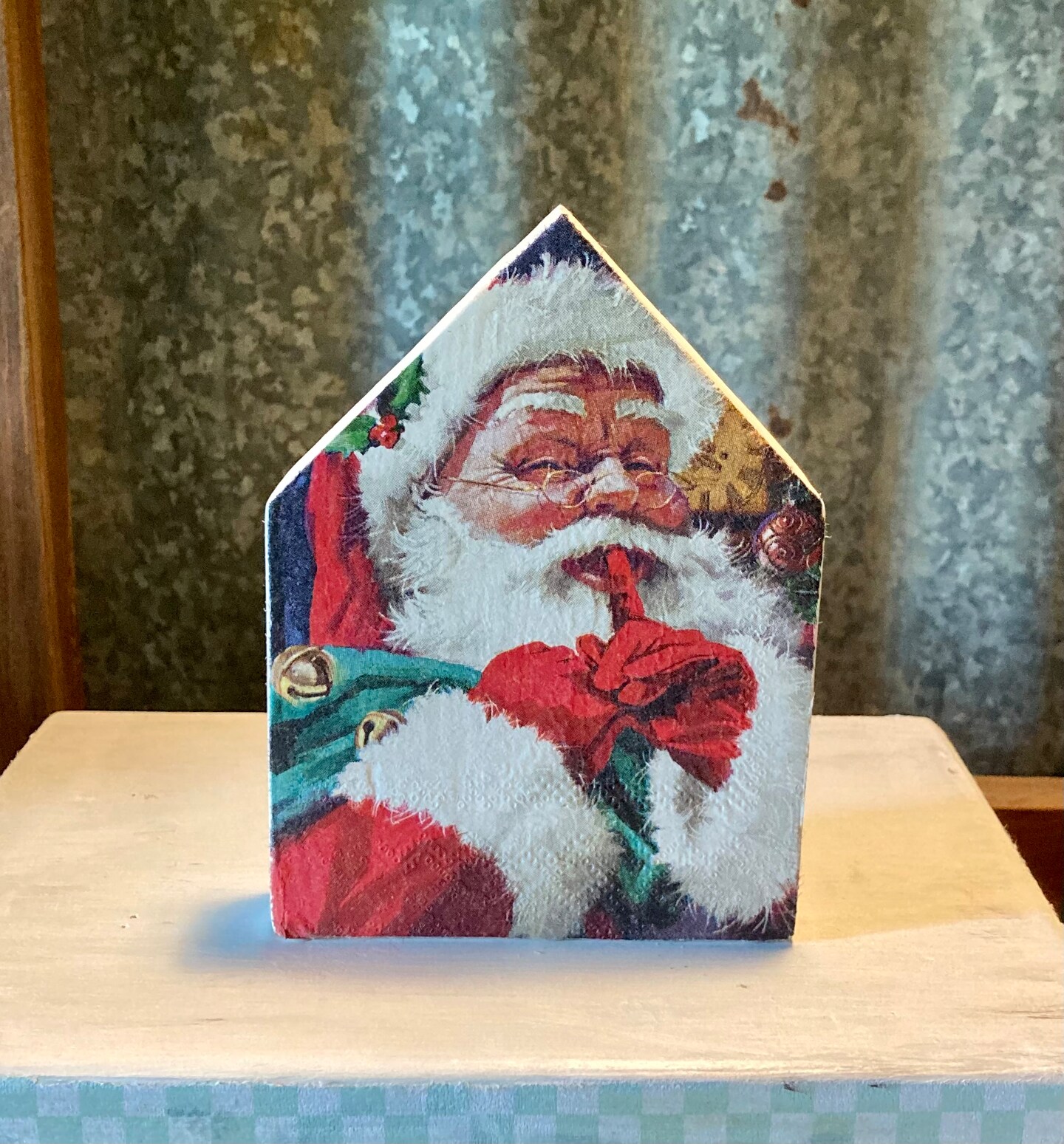 Vintage SANTA selling SHELF SITTER