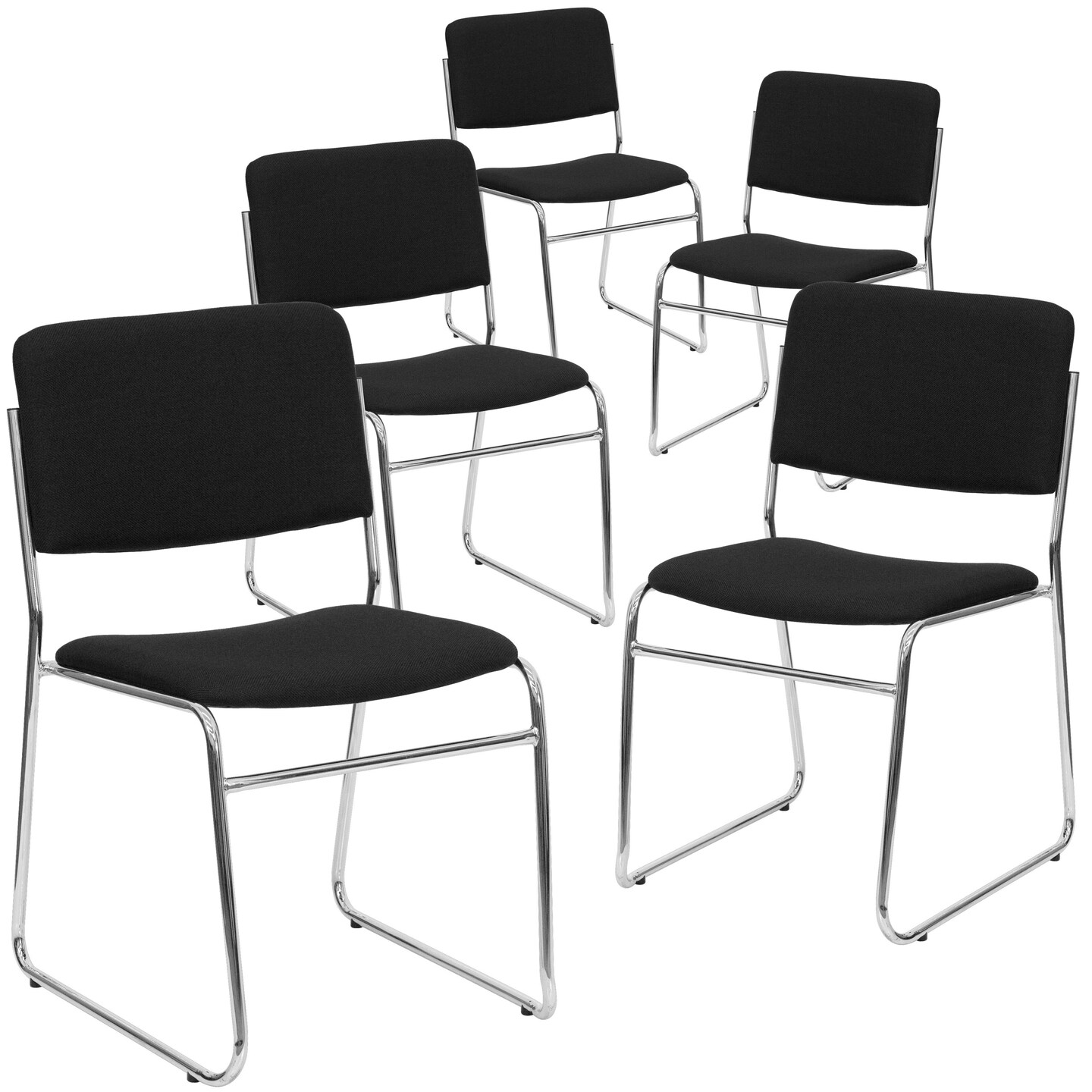 Emma and Oliver 5 Pack 500 lb. Capacity High Density Stacking Chair with Sled Base