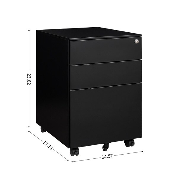 Under Desk Small Rolling Metal File Cabinet with 3 Drawer and Lock for Home Office