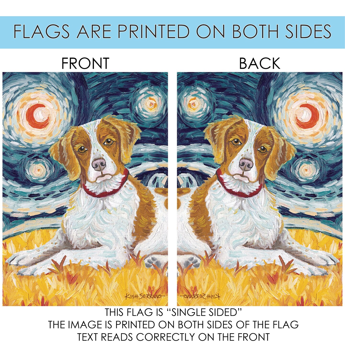 Van Growl-Brittany Decorative Dog Flag