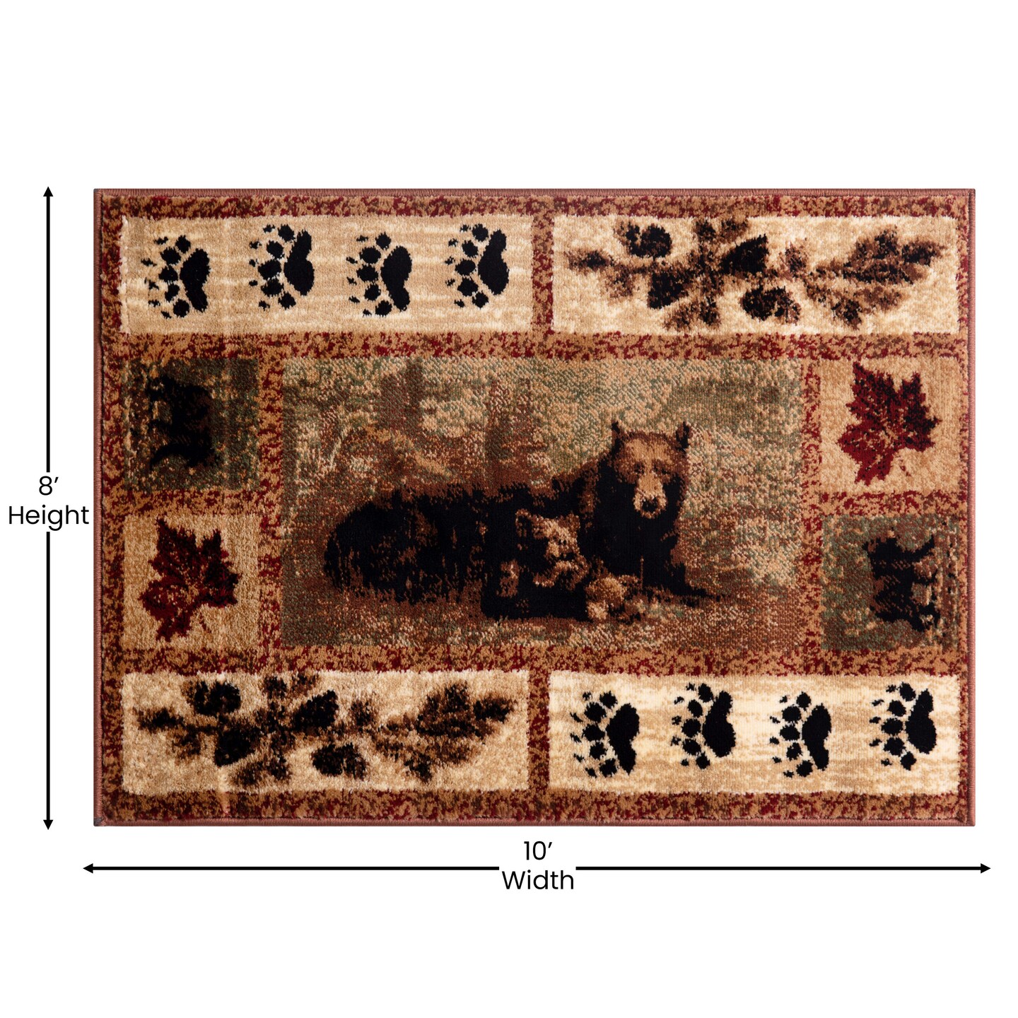 Masada Rugs Kodiak Collection Cabin/Lodge Area Rug Mat with Bear and Cub Scene