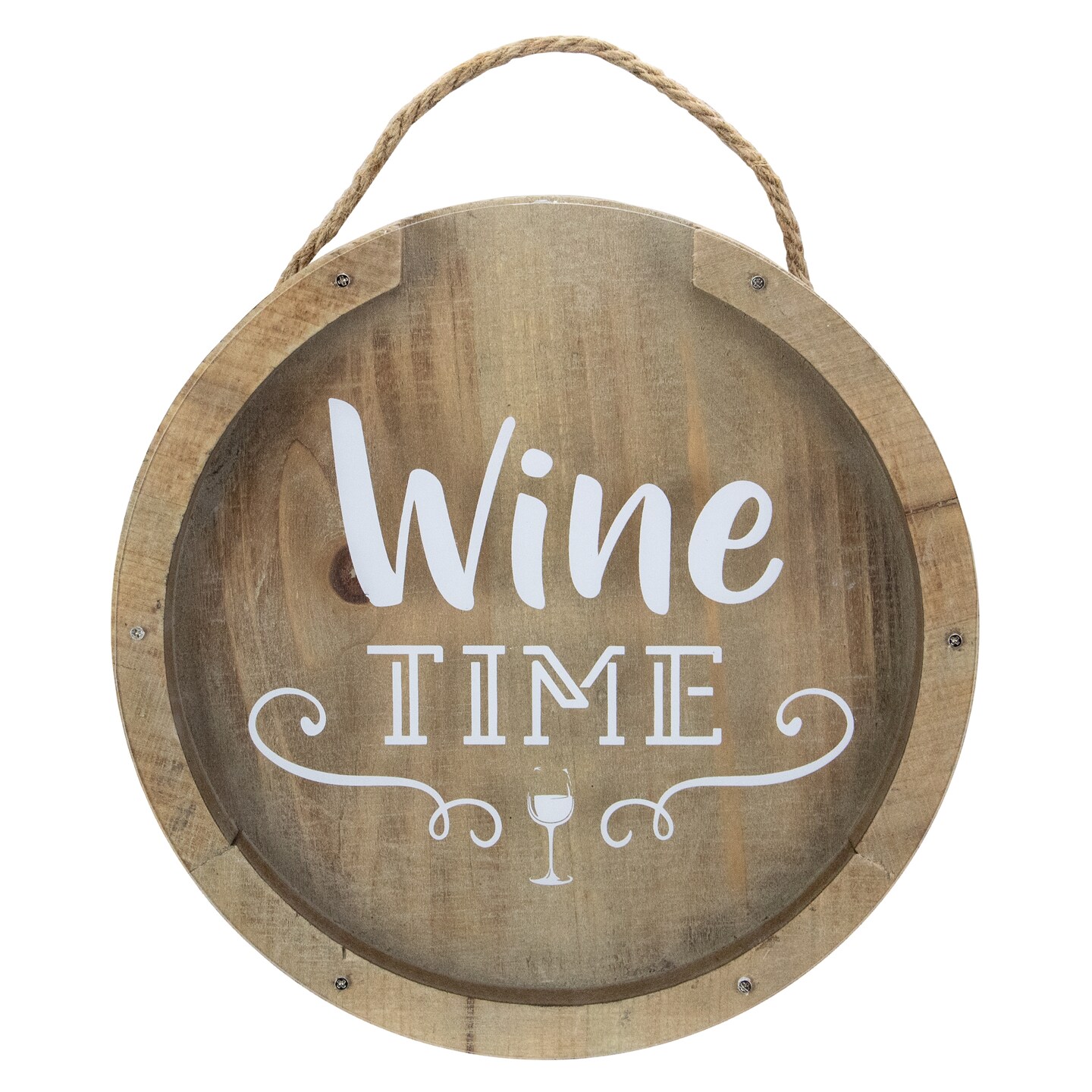 Northlight 12&#x201D; Round Wine Time Cork Collector Wooden Hanging Wall Decoration