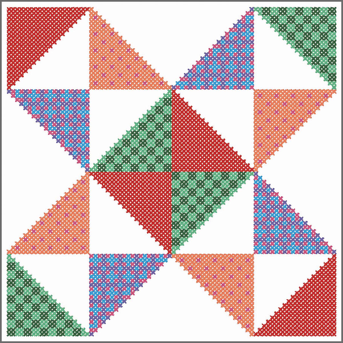 Herrschners Prairie Star Quilt Blocks Stamped Cross-Stitch