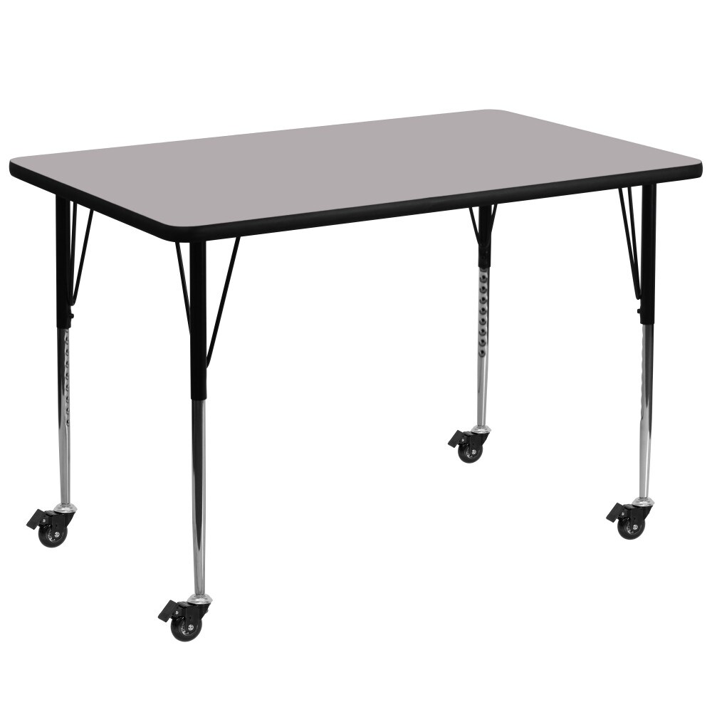 Emma and Oliver Mobile 36x72 Rectangle Laminate Adjustable Activity Table