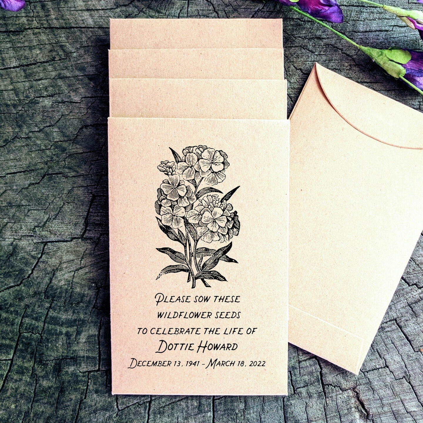 Personalized Celebration of Life Seed Envelopes, Funeral Seed Packets  Memorial Favors, Custom Remembrance Gifts for Guests - Set of 25