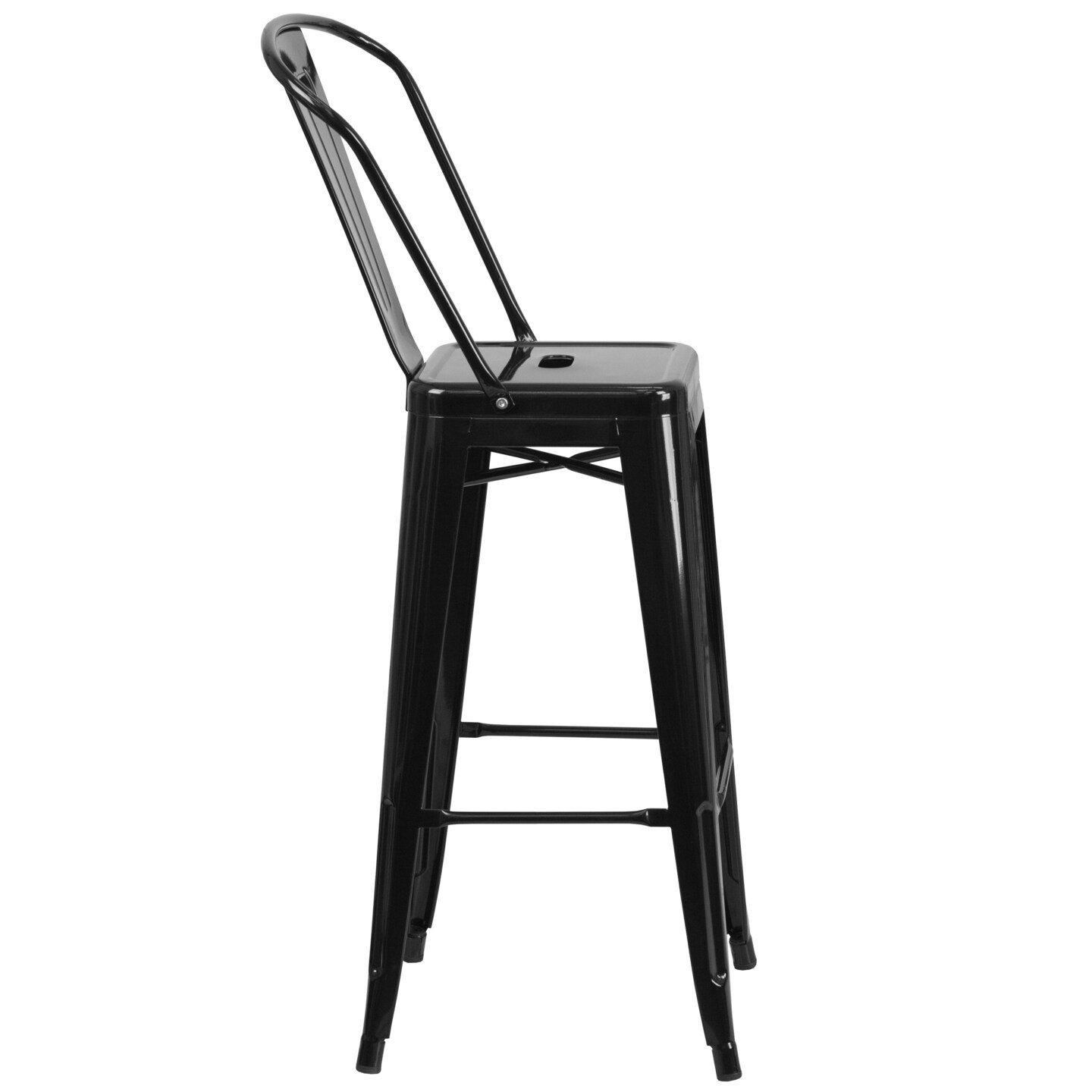 Emma and Oliver Commercial Grade 4 Pack 30" High Metal Indoor-Outdoor Barstool with Back
