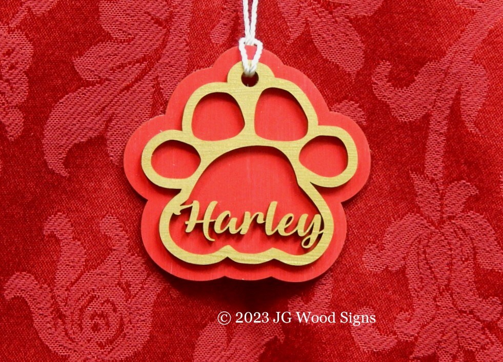 Personalzed Dog Chrstmas Ornaments Paw And Bone, Custom Pet Name