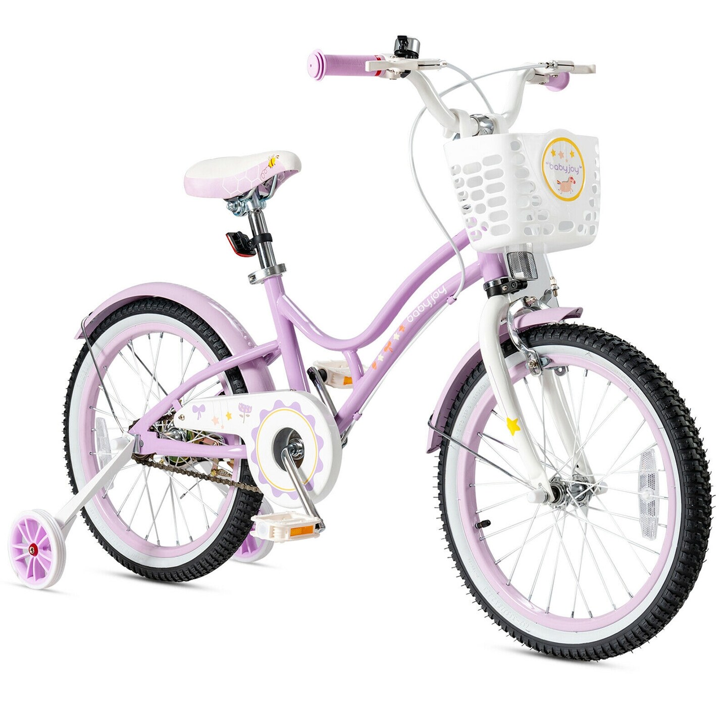 18 Inch Kids Adjustable Bike with Removable Training Wheels and