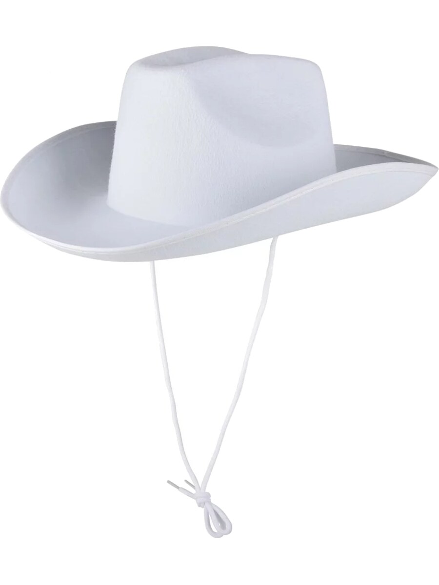 Child&#x27;s Country White Cowboy Hat With String Costume Accessory