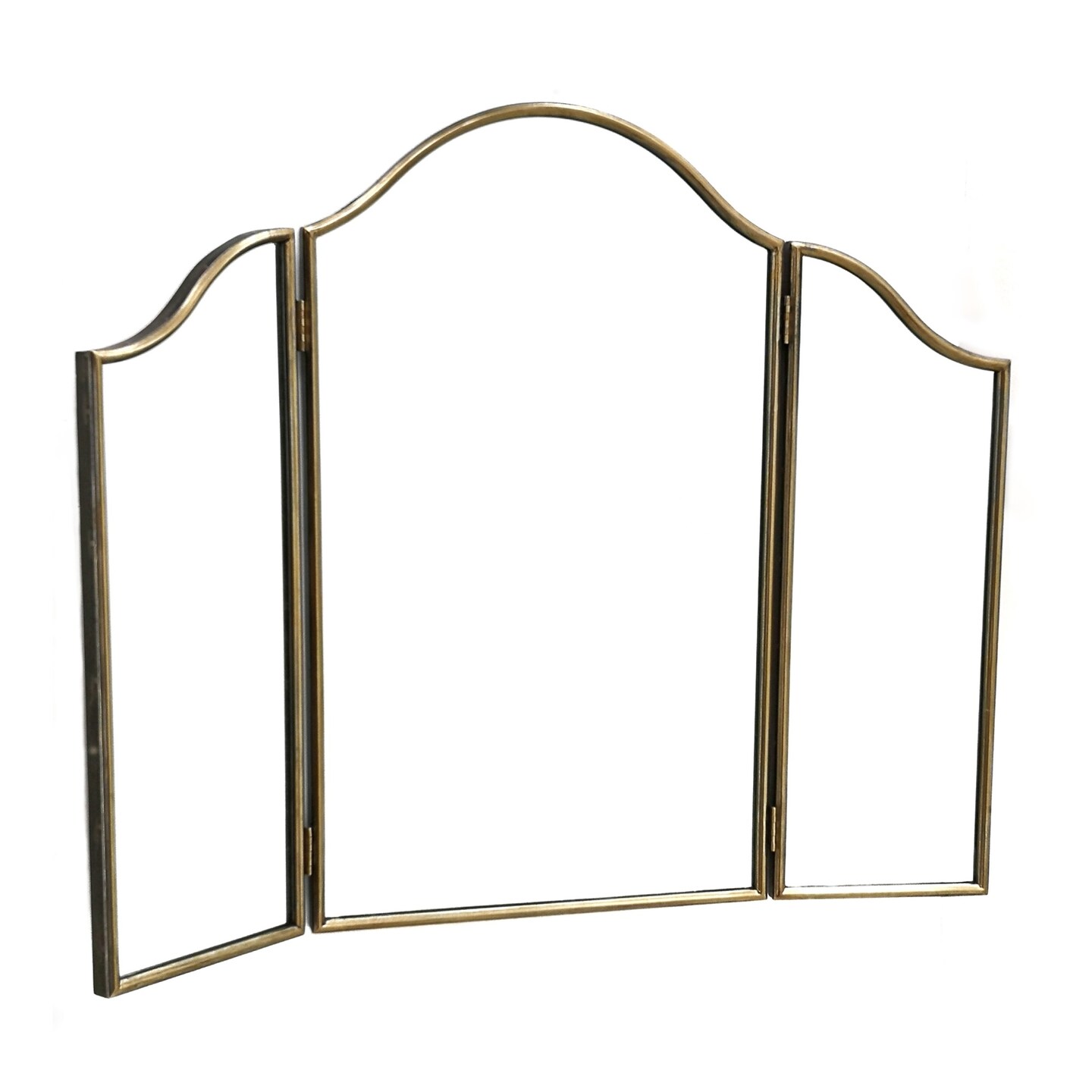 Melrose 39&#x22; Gold Tri-fold Iron Arch Vanity Mirror