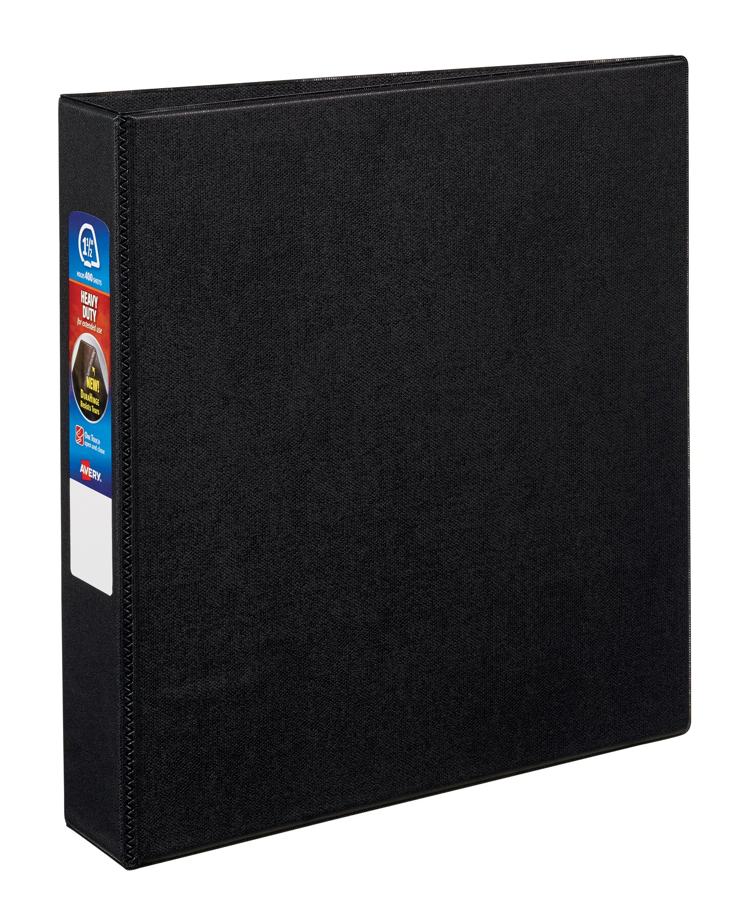 Avery Heavy-Duty Binder, 1-1/2" One-Touch Rings, 400-Sheet Capacity, DuraHinge, Black (79985)