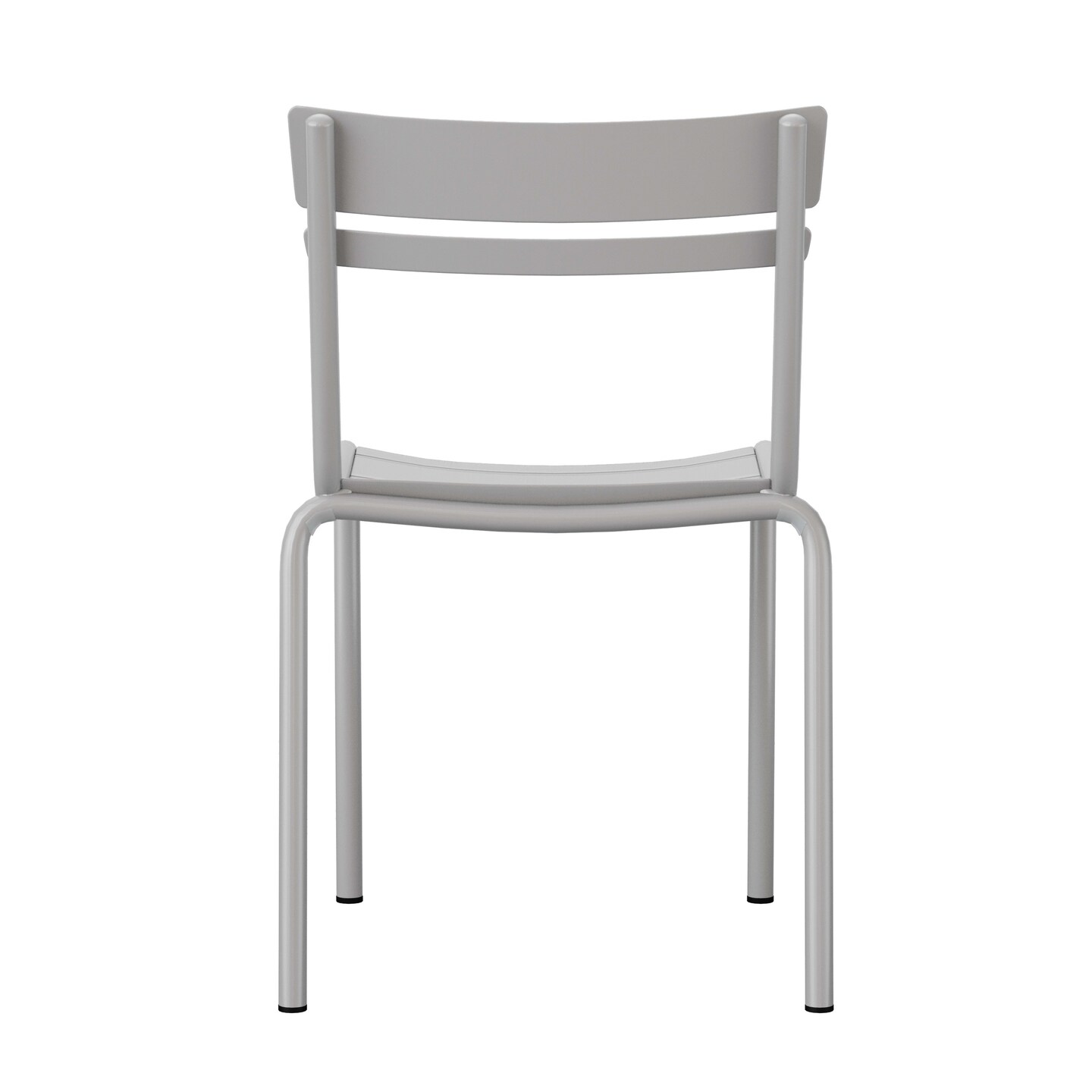 Emma and Oliver Rennes Armless Powder Coated Steel Stacking Dining Chair with 2 Slat Back for Indoor-Outdoor Use