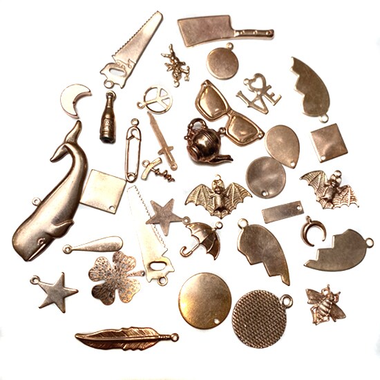 Mix of Rose Gold Plated & Antiqued Copper Charms (40g) (V127)