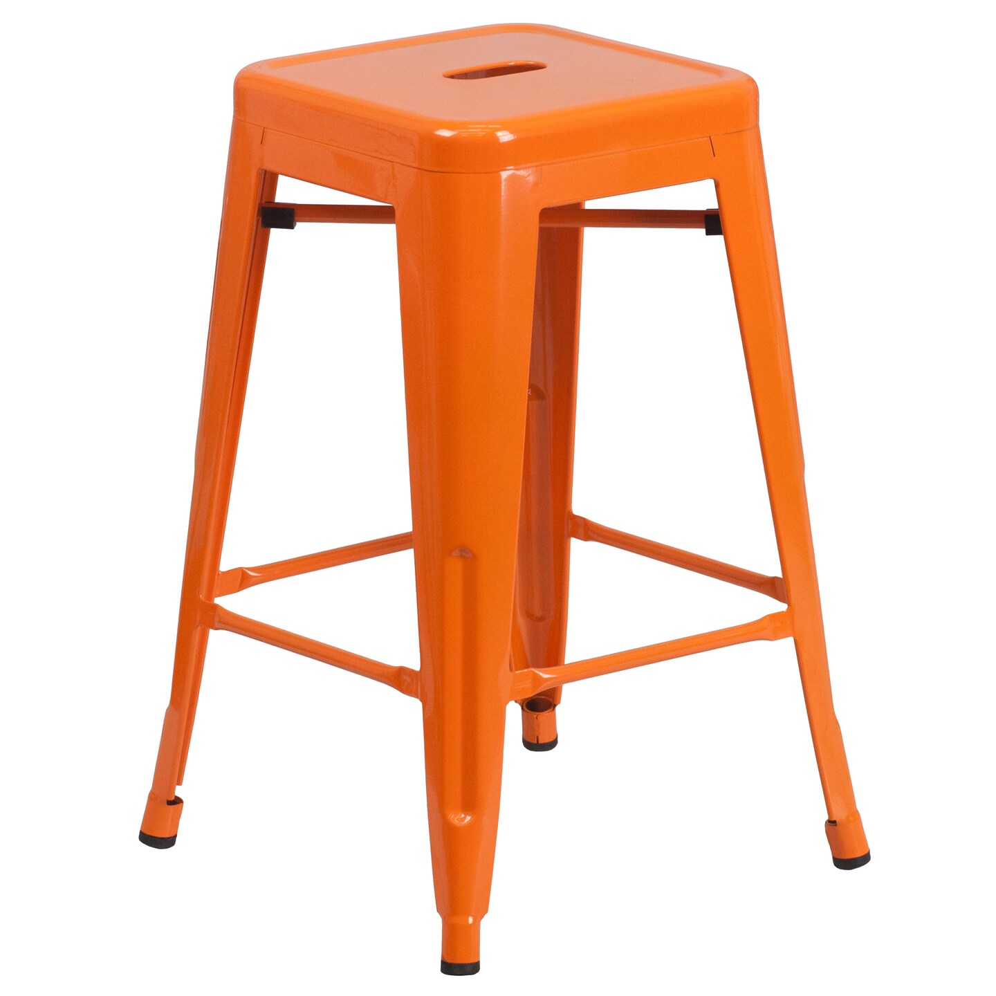 Merrick Lane Newark Series Backless Metal Stool with Square Seat for Indoor-Outdoor Use
