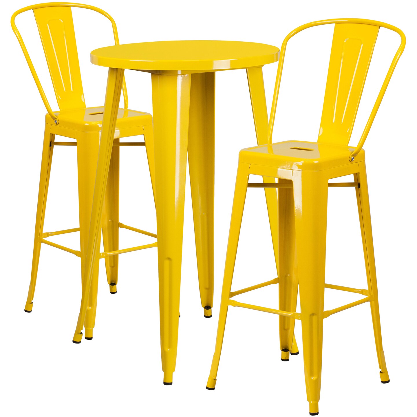 Merrick Lane Pasadena 3 Piece Outdoor Dining Set with Bar Height Table and Stools