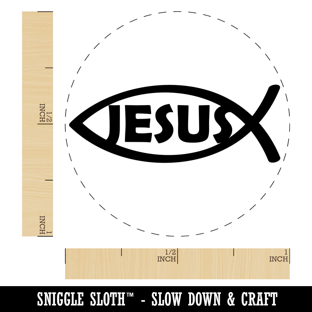 Jesus Ichthys Fish Christian Sketch Self-Inking Rubber Stamp for Stamping Crafting Planners