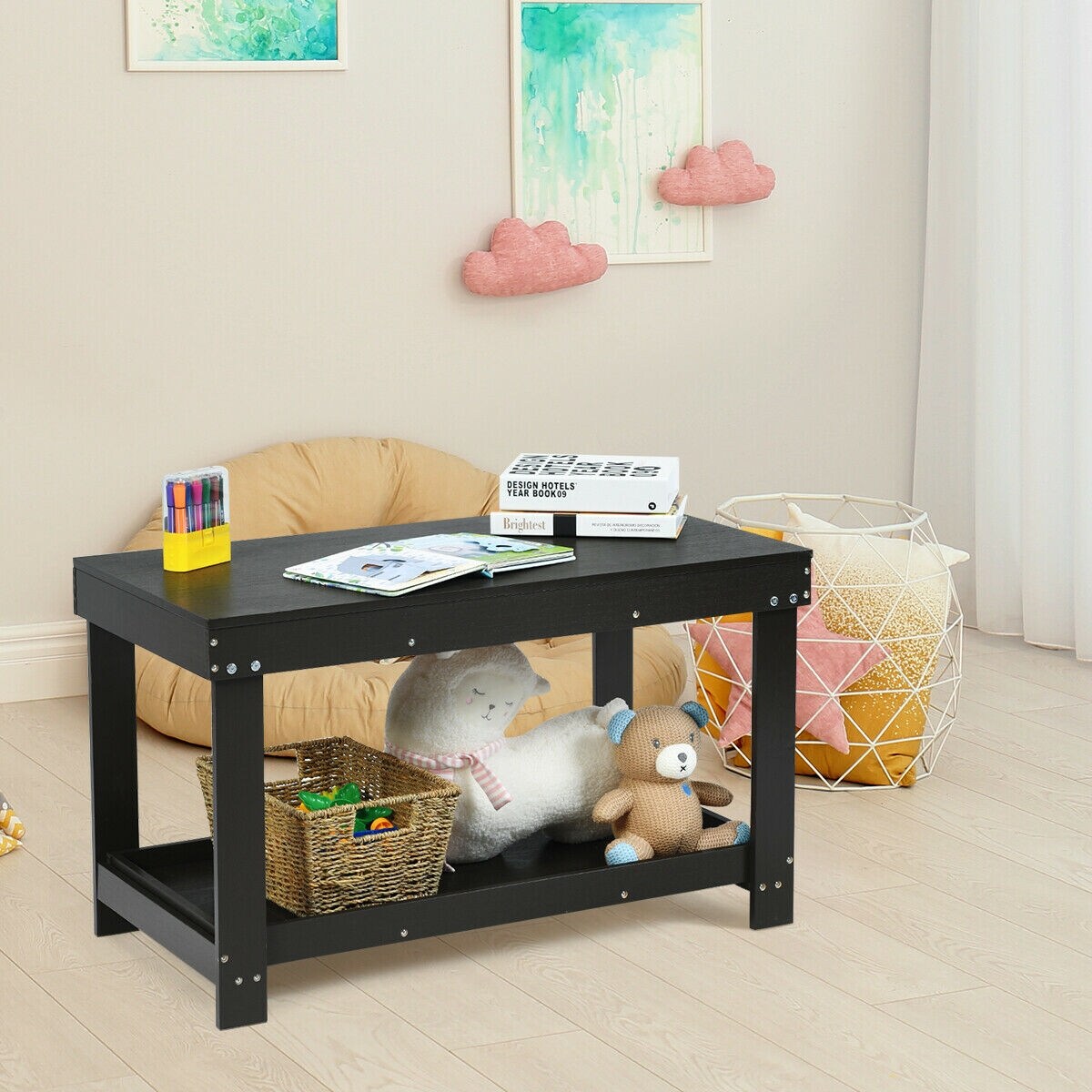 Solid Multifunctional Wood Kids Activity Play Table