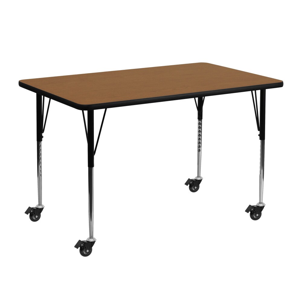 Emma and Oliver Mobile 24x48 Rectangle Laminate Adjustable Activity Table