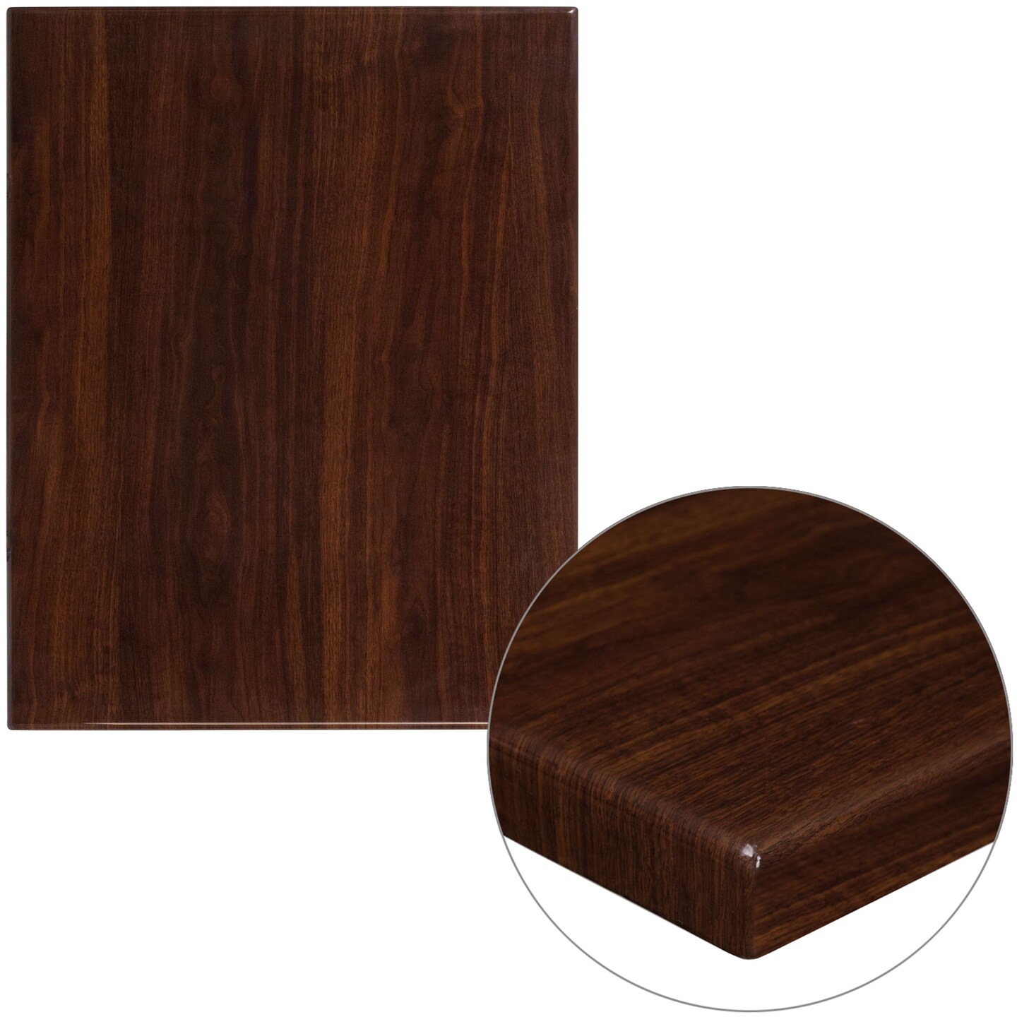 Emma and Oliver 24"x30" High-Gloss Resin Table Top with 2" Thick Drop-Lip
