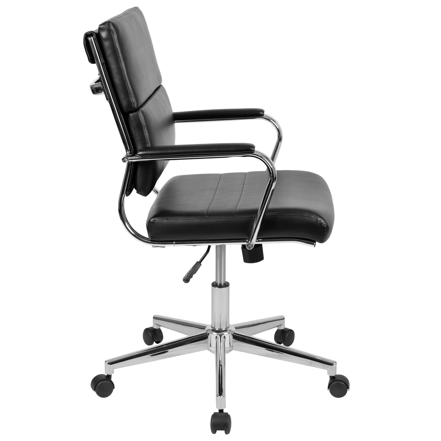 Merrick Lane McEntyre Ergonomic Swivel Office Chair Panel Style Mid-Back Computer Desk Chair with Padded Metal Arms &#x26; Base