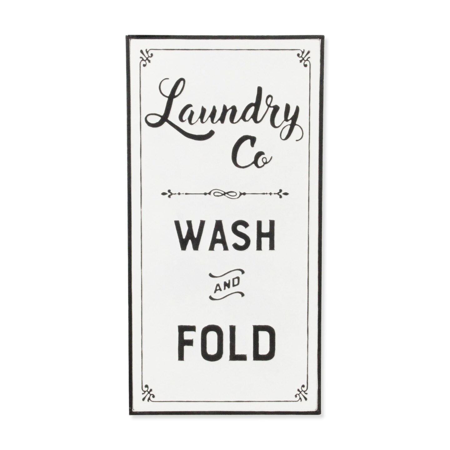 Contemporary Home Living 24.25&#x201D; White and Black Vertical Laundry Wall Sign