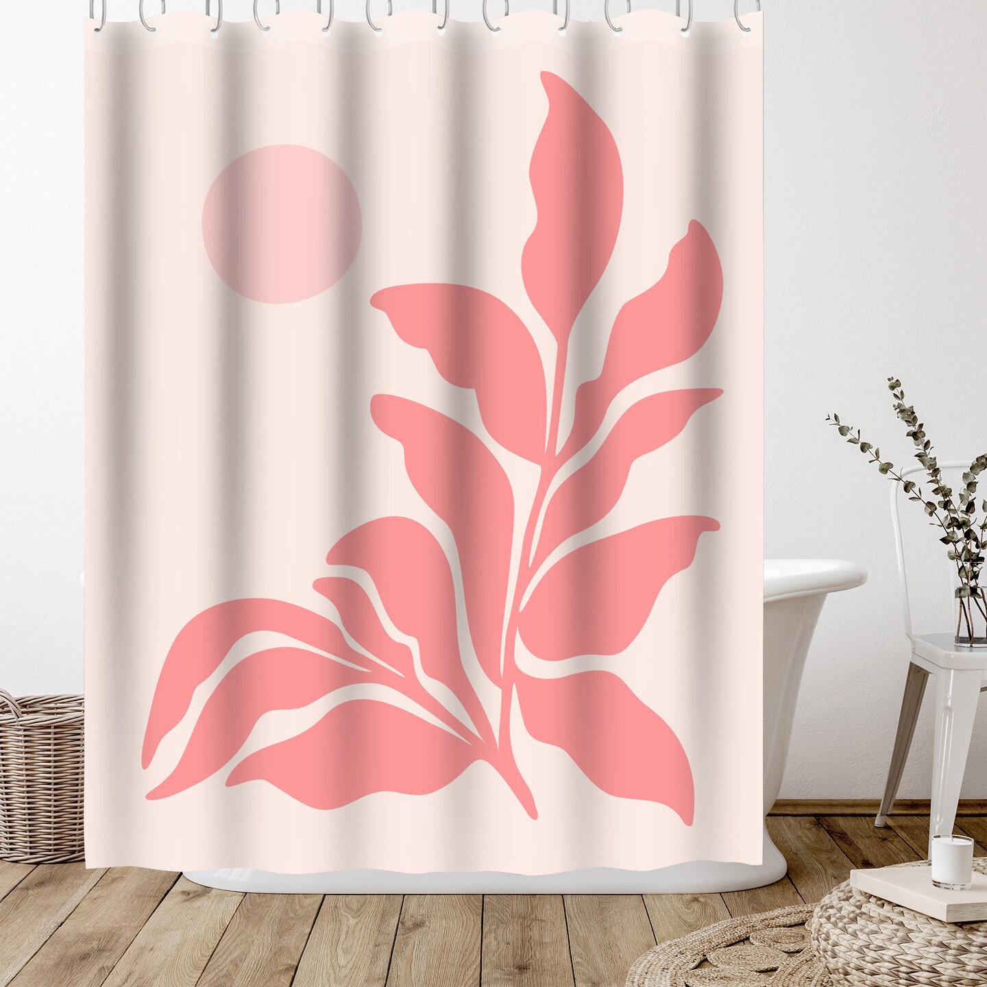 Pink Garden by Modern Tropical Shower Curtain 71&#x22; x 74&#x22;