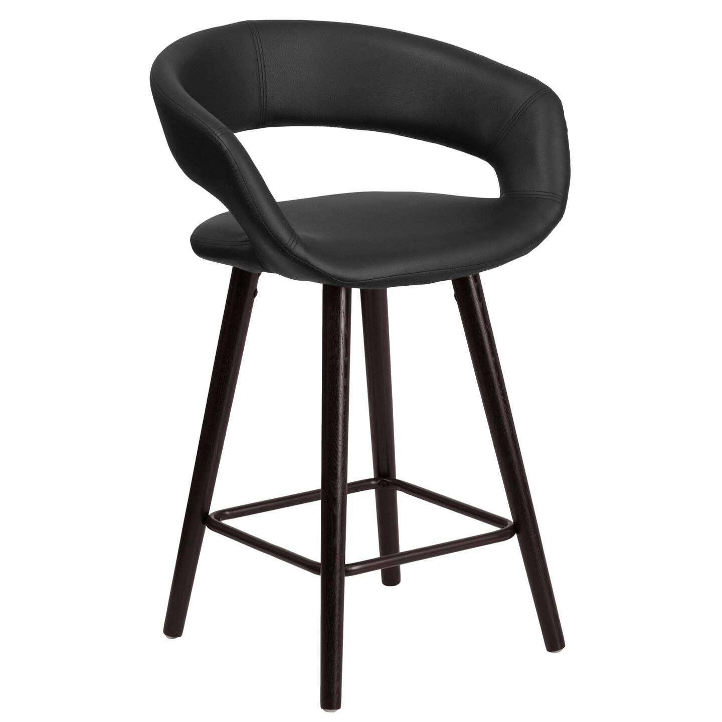 Merrick Lane Plath 24 Inch Cappuccino Ultramodern Bar Counter Stool With Upholstered Seat