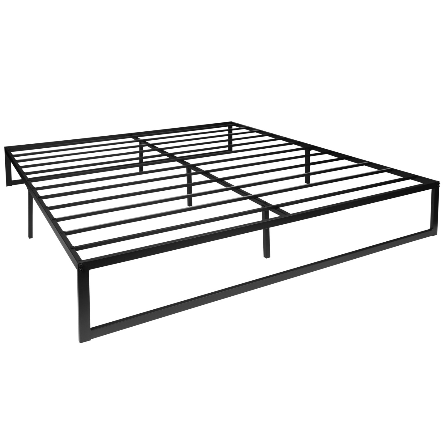 Merrick Lane Varallo 14 Inch Steel Bed Frame With Steel Slat Support For Any Mattress (No Box Spring Required)
