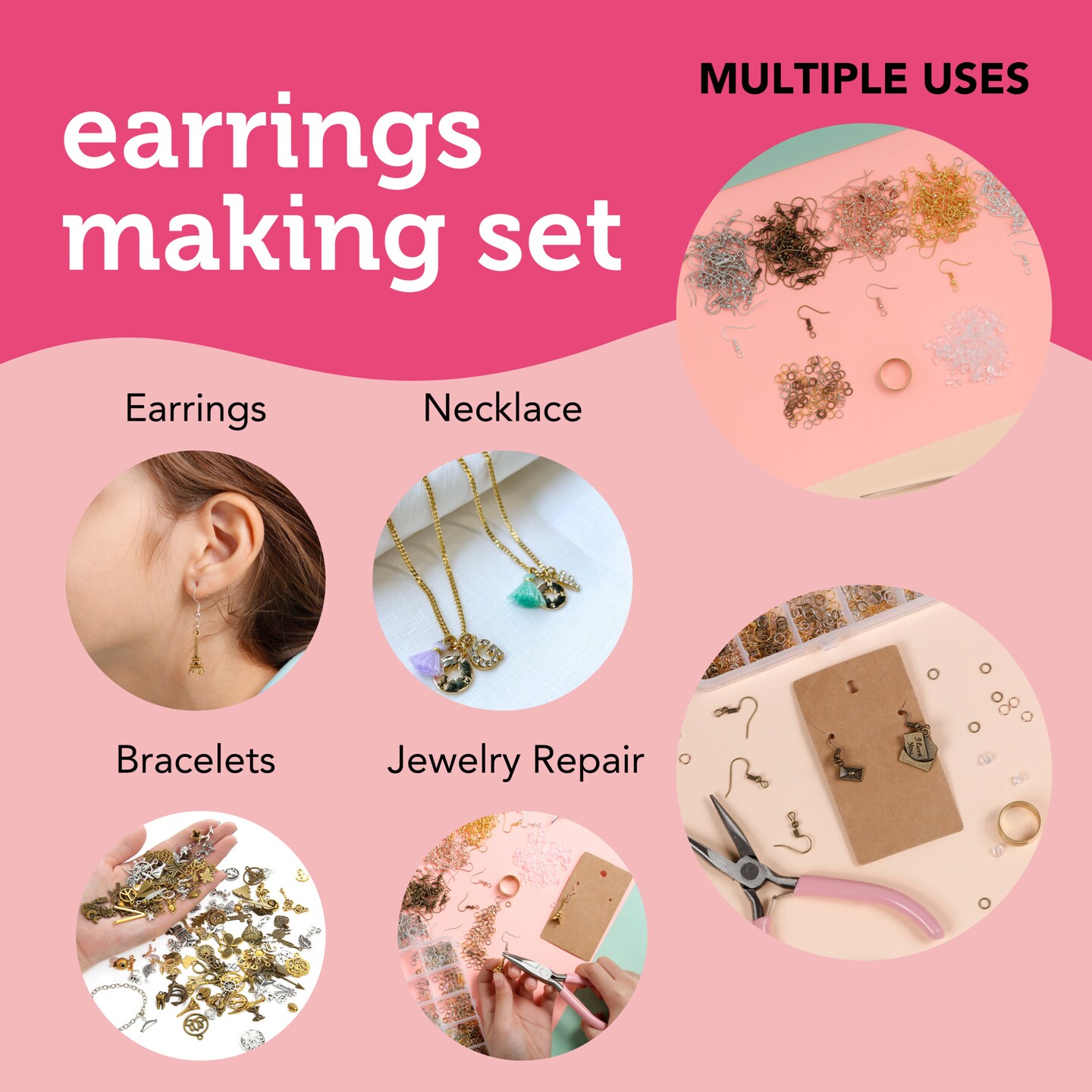  FREEBLOSS 12 Sets Earring Making Kit Earring Making Kit Earring  Kits for Jewelry Making DIY Earring Supplies for Adults Beginners Birthday  Gift