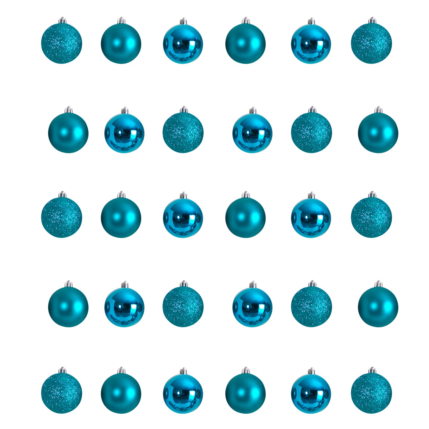 Nearly Natural 30ct Teal Shatterproof 3-Finish Christmas Ball Ornaments 2.5" (60mm)