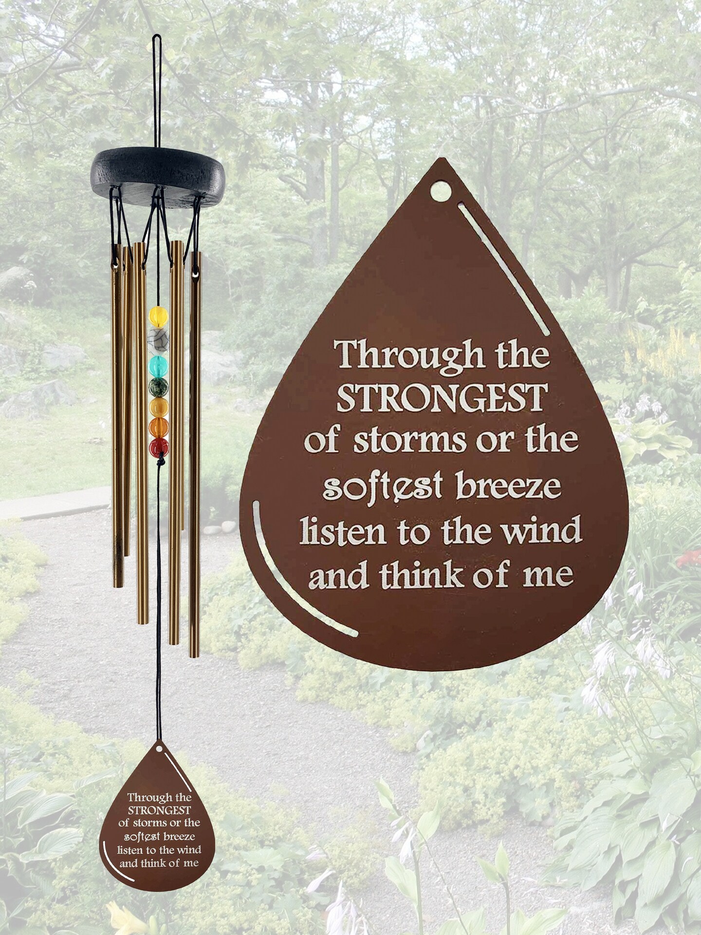 Sympathy gifts wind chimes rainbow stones in memory of a loved one