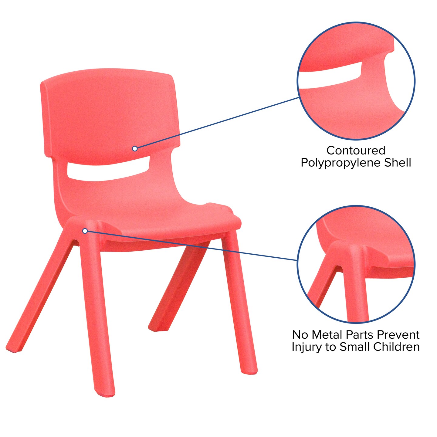 Emma and Oliver 4 Pack Plastic Stack School Chair with 12" Seat Height - Kids Chair