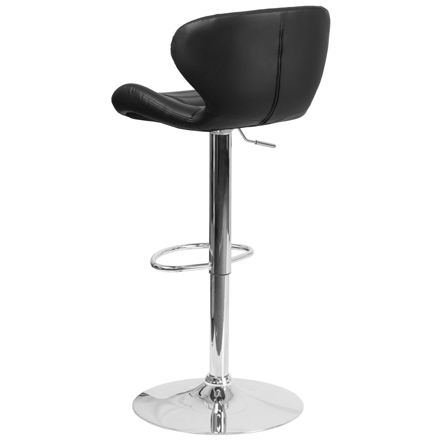Merrick Lane Quincy Adjustable Height Barstool Contemporary Bar Height Stool with Curved Back and Metal Base with Footrest