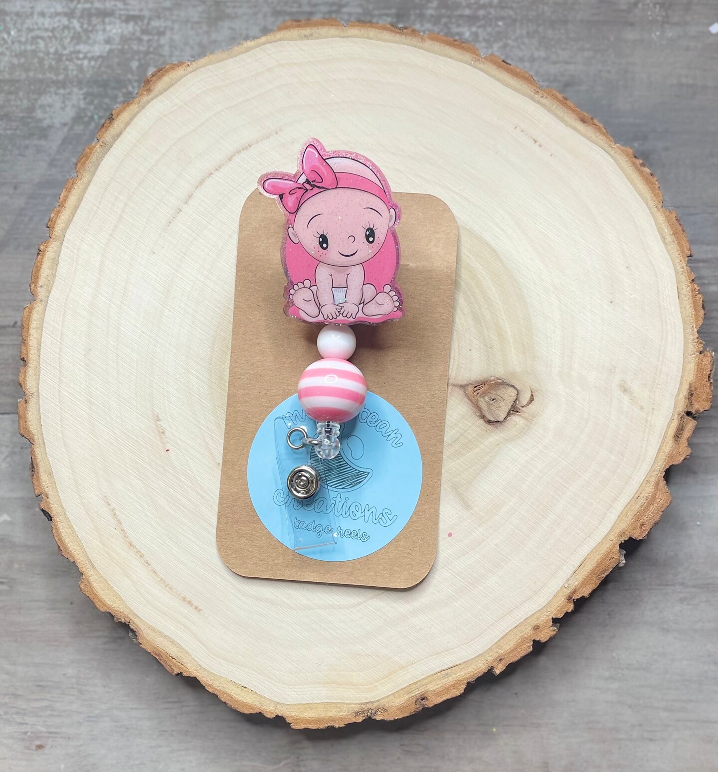 Baby Girl badge reel, Labor and Delivery themed badge reel, Cute baby girl  badge reel, Nurse badge reels, Custom badge reels