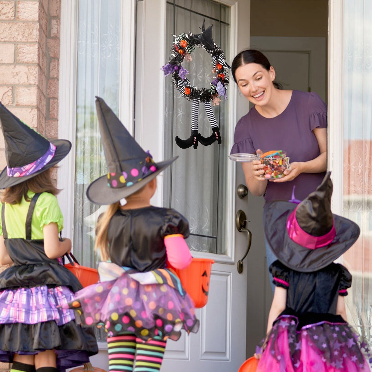 Halloween Witch Wreath | Door Decorations | Handmade Artificial Party Hanging Garland