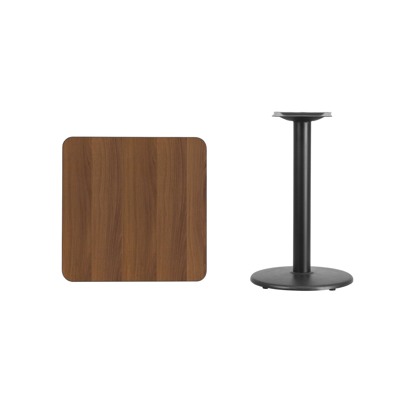Emma and Oliver 24" Square Laminate Table Top with 18" Round Table Height Base