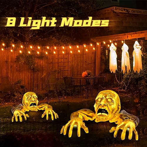 VATOS Halloween Outdoor Decoration Groundbreaker - Skeleton Zombie Stakes with Light, Scary Creepy Graveyard Halloween Decor for Yard, Lawn, Garden, Indoor, Halloween Haunted House Prop D&#xE9;cor