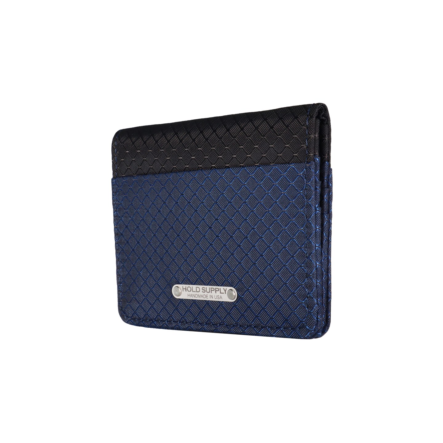 Navy Blue and Black Ripstop Fabric Vertical Bifold Wallet, Ripstop