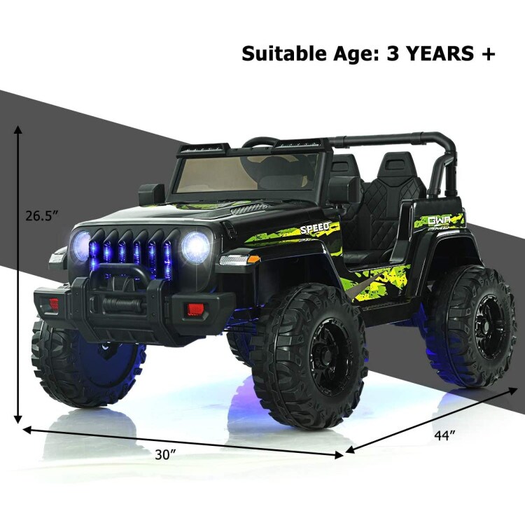 12V Kids Ride-on Jeep Car with 2.4 G Remote Control and LED Light Effects