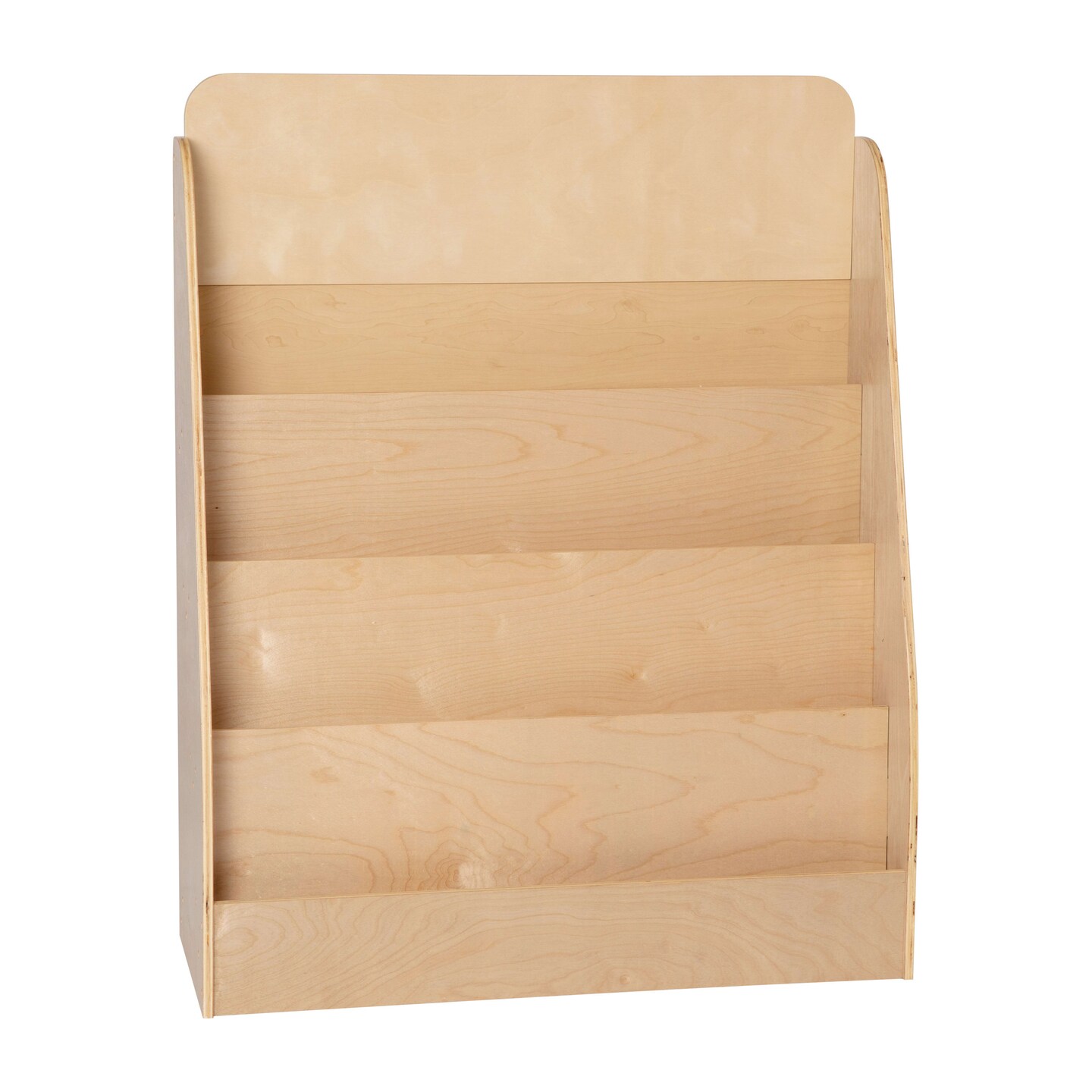 Emma and Oliver Kid&#x27;s Wood Book Storage Shelf with 4 Storage Slats and Child-Friendly Curved Edges; Recommended for Ages 5-7