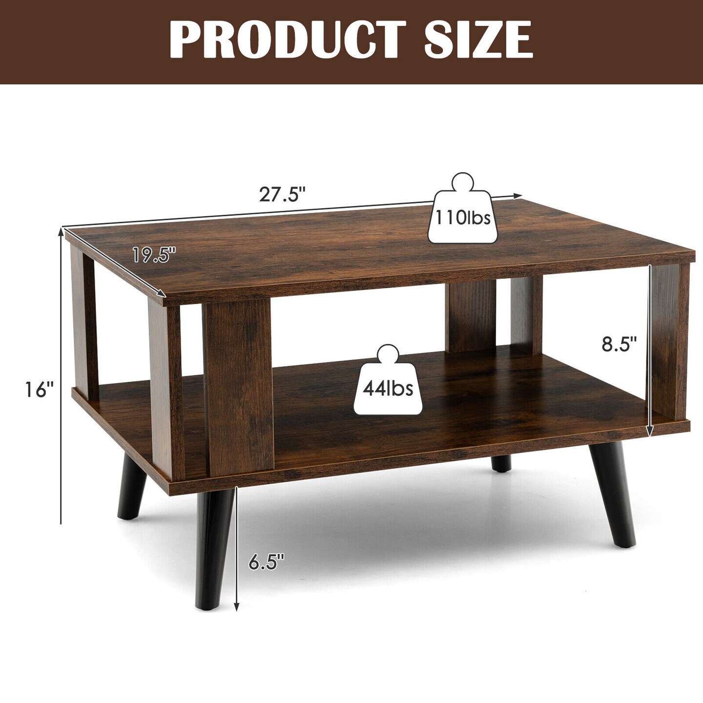 Compact Coffee Table with Open Storage Shelf Suitable for Any Style of Decoration