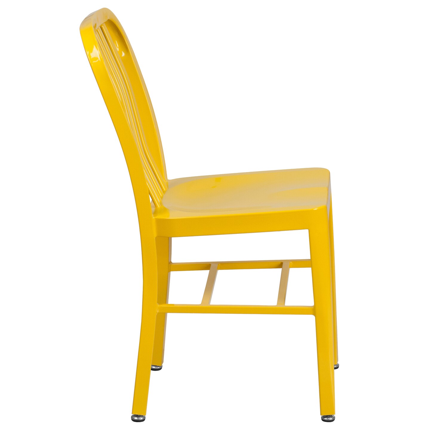Merrick Lane Santorini 18 Inch Galvanized Steel Indoor/Outdoor Dining Chair with Slatted Back And Powder Coated Finish