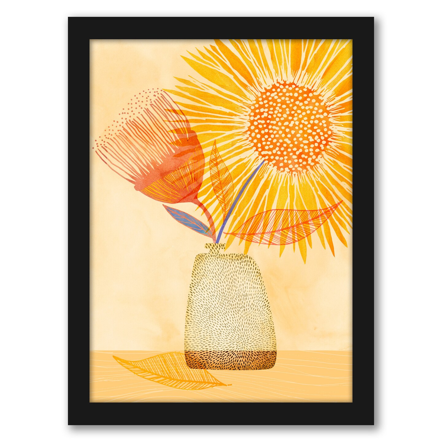 Tuesday Afternoon Sunflowers by Modern Tropical Frame  - Americanflat